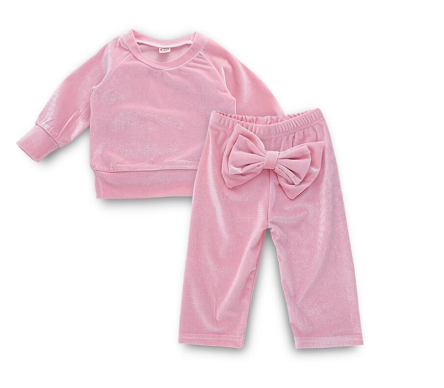 

Baby Pink Long Sleeve Suit Girl Spring and Autumn Set Kids Clothes Two pieces ZHT 134