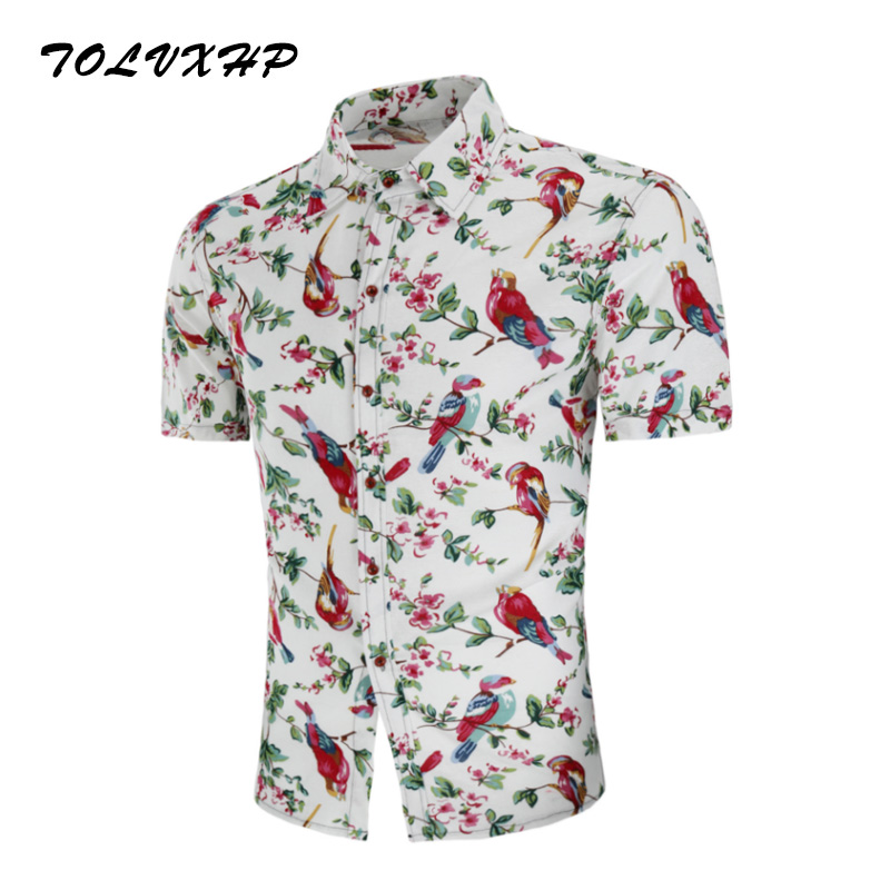 

High Quality 2018 Fashion Fit Mens Cotton Short Sleeve Hawaiian Shirt Summer Casual Floral Shirts Men Plus Size Tops M-4XL, C606