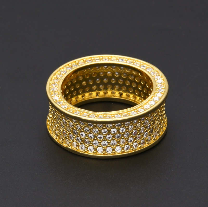 Mens Hip Hop Gold Ring Jewelry Fashion Gemstone Simulation Diamond Iced Out Rings For Men