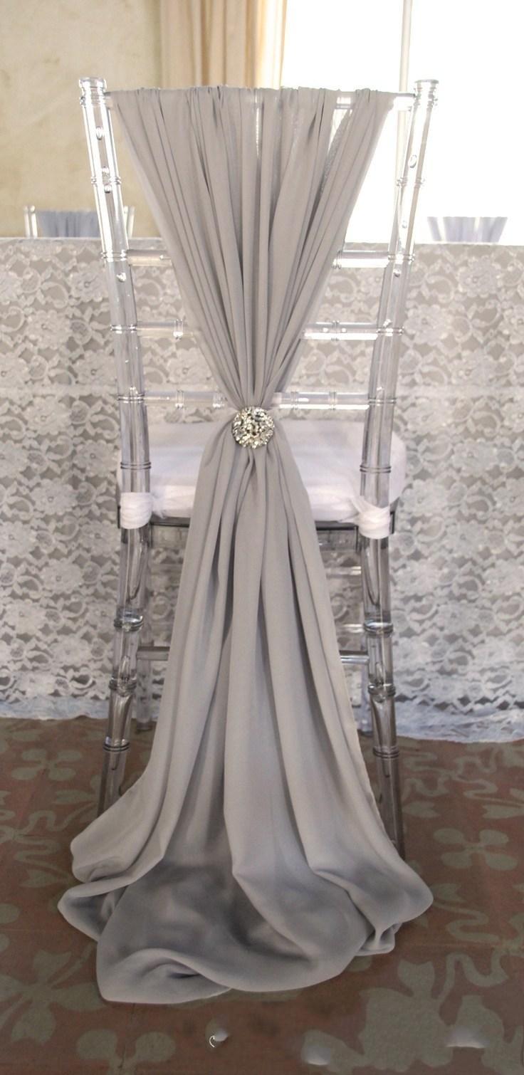 

Chiffon Silver Crystal Romantic Beautiful Wedding Supplies Wedding Events Chair Sash Chair Covers, Chocolate