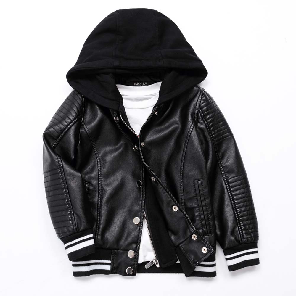 Fashion Baby Girls&Boys PU Leather Jacket Casual Children Clothes Kids