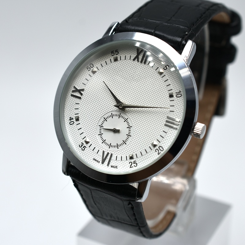 

Dropshipping 40mm Ultra-thin dials small three needle leather band quartz luxury men designer watch free shipping gold case mens watches, Slivery;brown