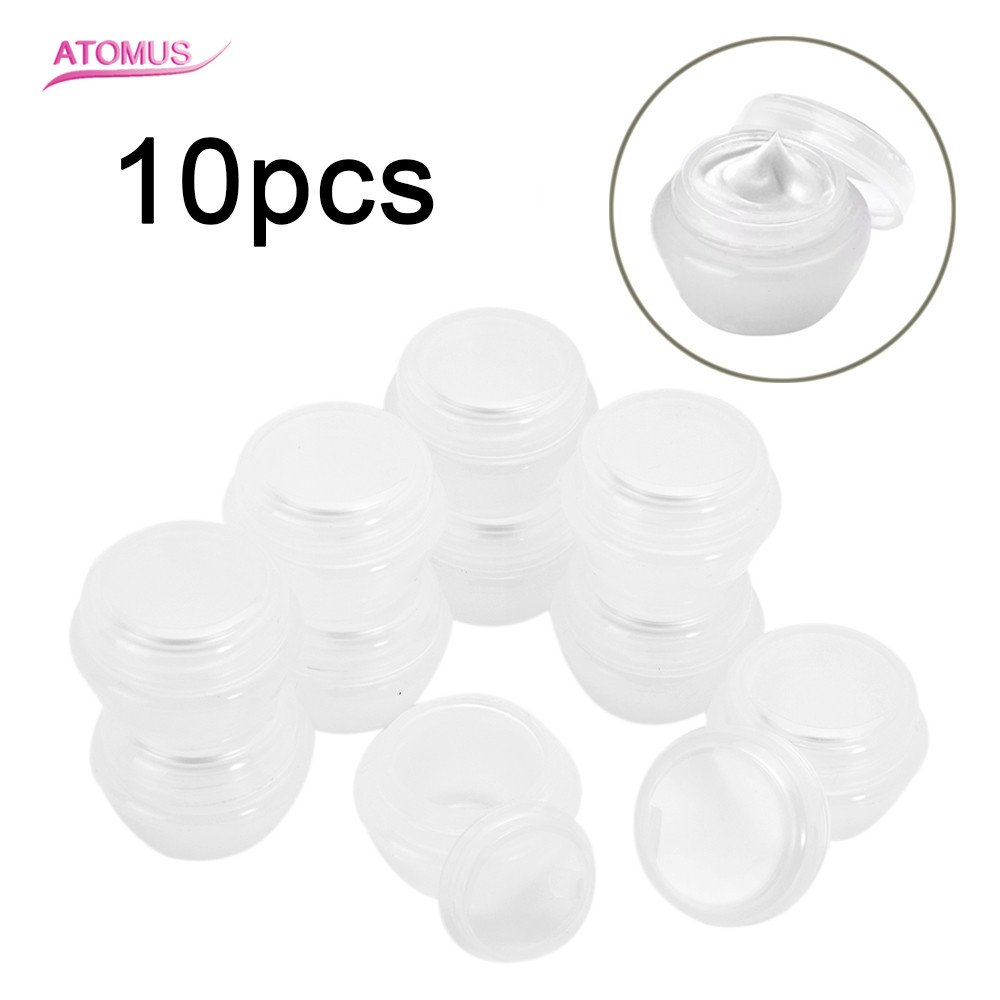 

10pcs/set Refillable Cream Jar Plastic Mushroom Shape Face Cream Boxes Lotion Cosmetic Bottle Container Spoon Portable Storage Boxes