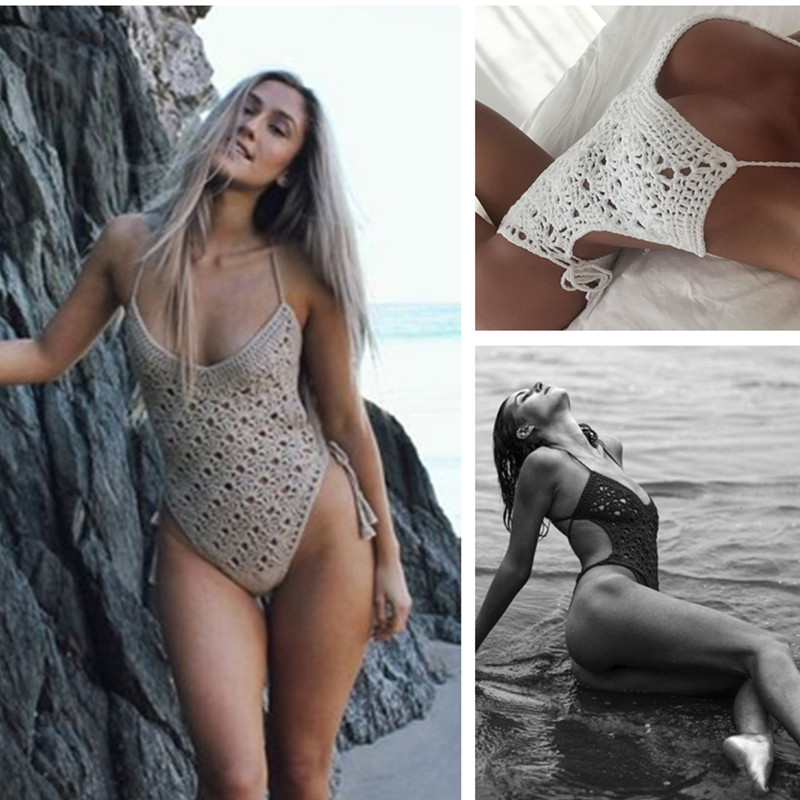 

Handmade Crochet One Piece Swimsuit Playsuit Bodysuit Swimwear Women Sexy Bikini Set Beachwear Monokini Summer Trend bikini sets, Yellow