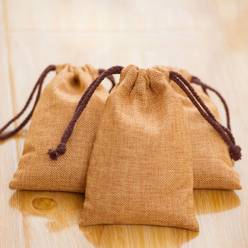 Flax Linen Drawstring Bag 8x11cm 9x12cm 10x15cm 13x17cm pack 50 Party Candy Sack Jewelry Jute Gift Packaging Pouch-image-416226413