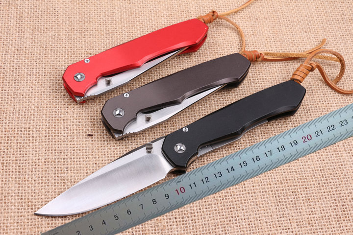 

High End Survival Tactical Folder Blade Knife D2 Steel Satin Drop Point Blades T6061 Aluminum Handle EDC Pocket Knifes Ball Bearing Knives