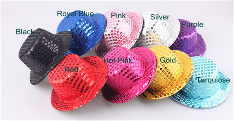 

Wholesale 5.2''/13cm Sequin Mini Top Hats For Kid Diy Girls Show Party Paillettes Headwear Hat Base Diy Fashion Hair Clip Accessories