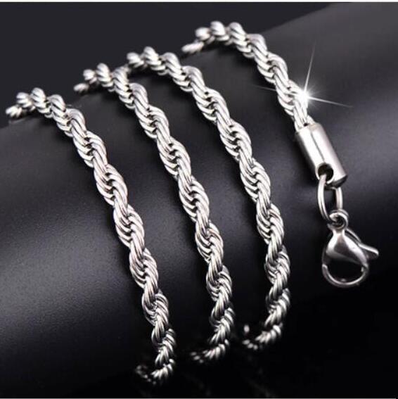

Twist Chains Necklace Silver Stainless Steel Women's Rope Chain Necklace Fashion Jewelry