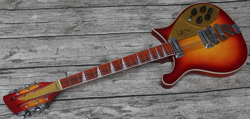 

Neck Thru Body RIC 660 12 String Cherry Sunburst Fire glo Tom Petty Electric Guitar, Gloss Varnish Red Fingerboard, Checkerboard Binding