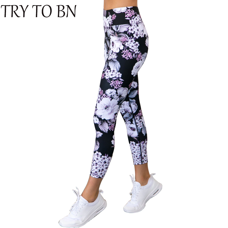 

TRY TO BN Fitness Legging 2018 Elasticity High Waist Casual Print Push Up Workout Fashion Leggings For Women