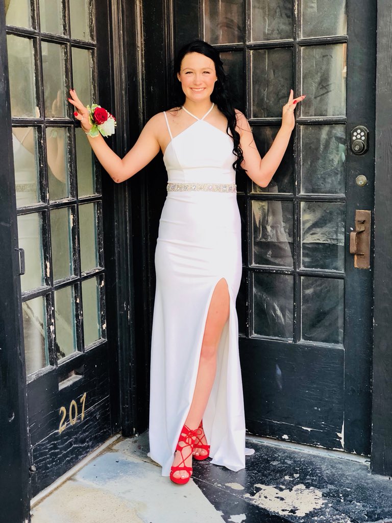 

Halter Sexy Prom Dresses White Sheath Beaded Waist Stunning Formal Evening Gowns Leg Slit Party Dresses vestidos de graduacion, Gold