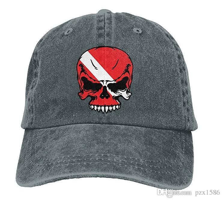 

pzx@ Baseball Cap For Men and Women, Scuba Skull Unisex Cotton Adjustable Denim Cap Hat Multi-color optional, Grey