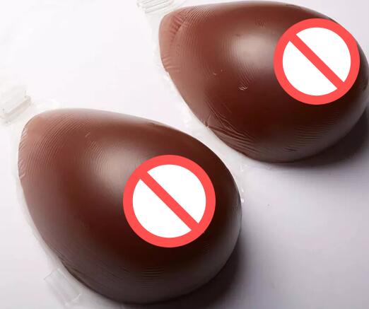 

African Skin Color Breast Form Straps On Tear Drop Shape Silicone Fake Breast crossdresser artificial Boobs prosthesis shemale user