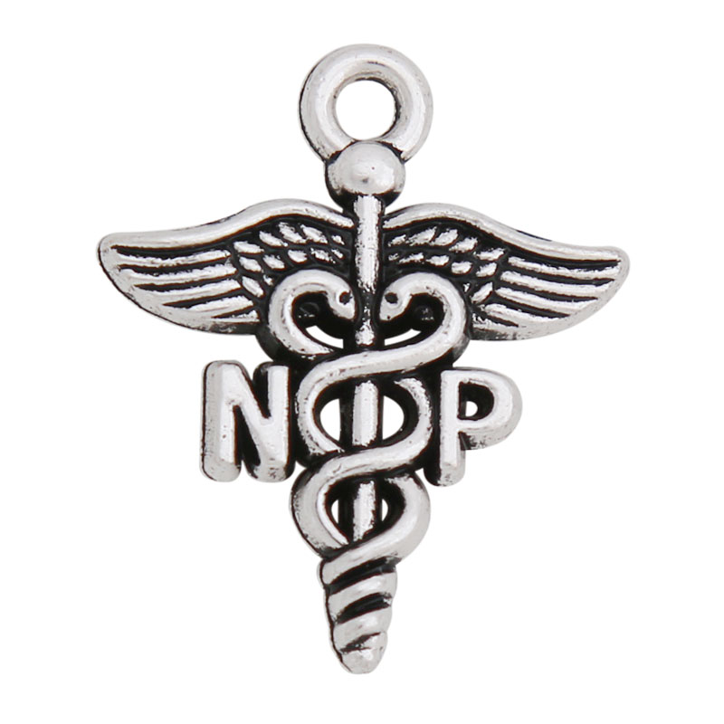 Alloy Medical Caduceus Charm Vintage Nurse Practitioner NP Jewelry DIY Charms 18*22mm AAC1619-image-424135467