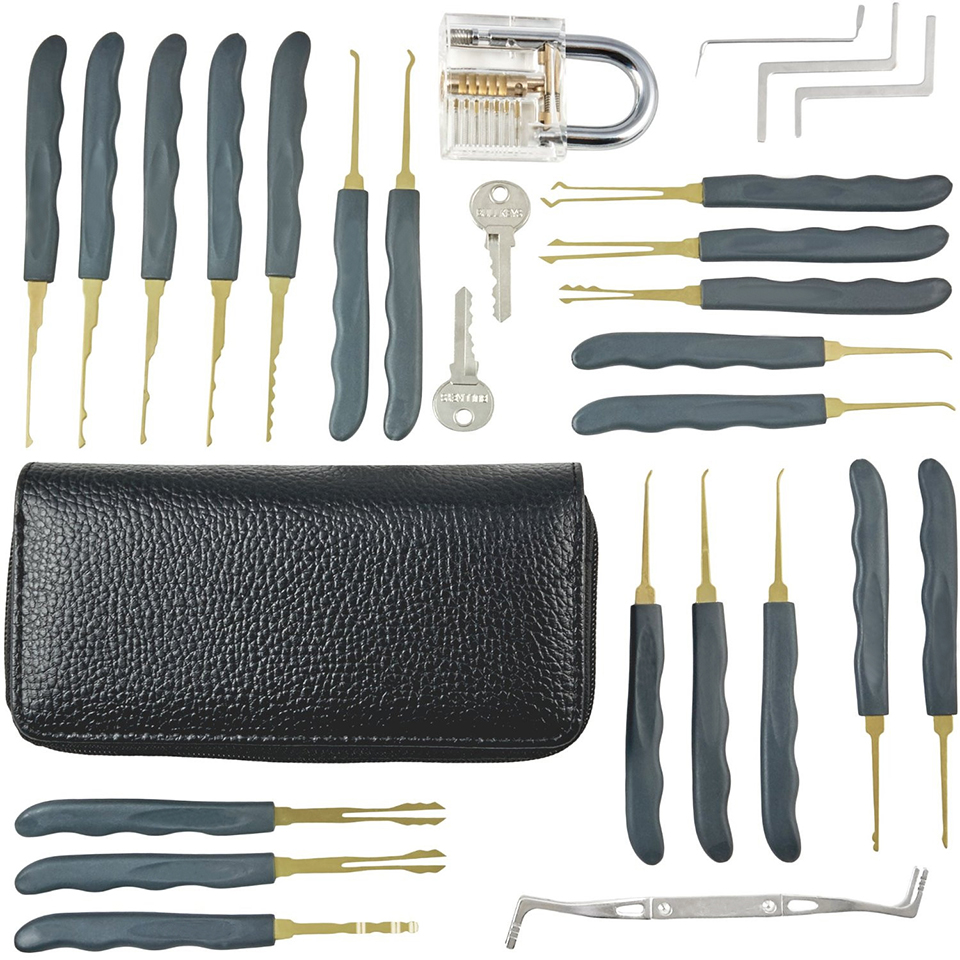 

GOSO 24 Piece Lock Pick Set Transparent Practice Padlock Bundle - Basic Practicing Lock Picking Bundle for Locksmith Beginners