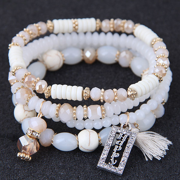 

2020 Bohemian Crystal Beads Bracelets & Bangles Tassel Charms Bracelet Multi layer Bracelets For Women Pulseira Jewelry, Golden;silver