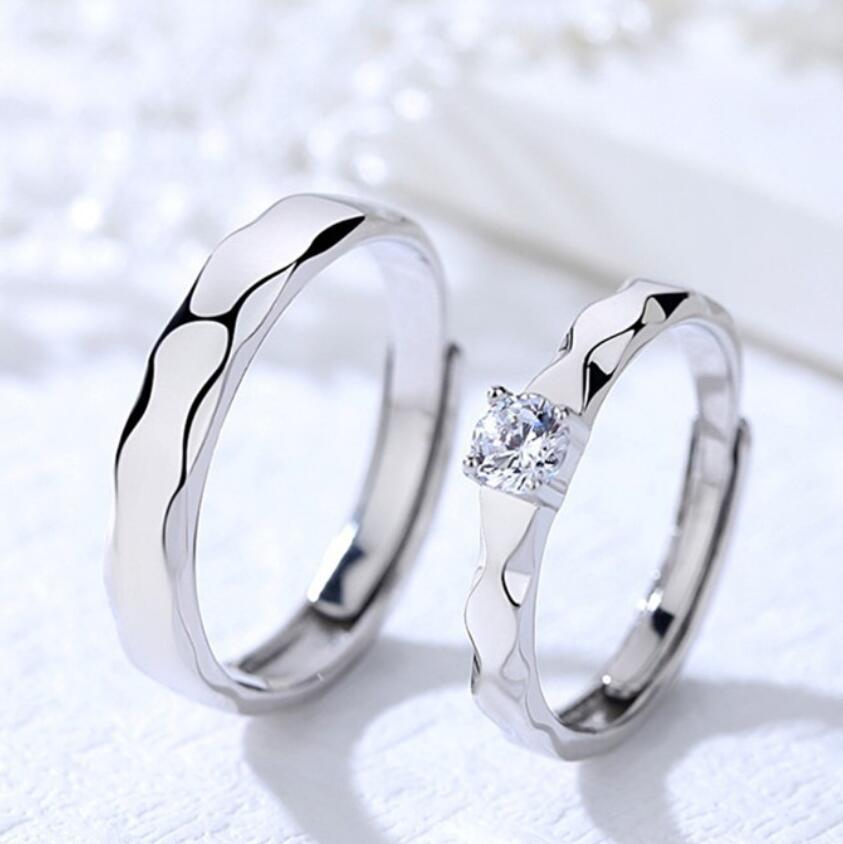 

jewelry S925 sterling silver couple rings zircon band rings simple classic for lovers hot fashion free of shipping