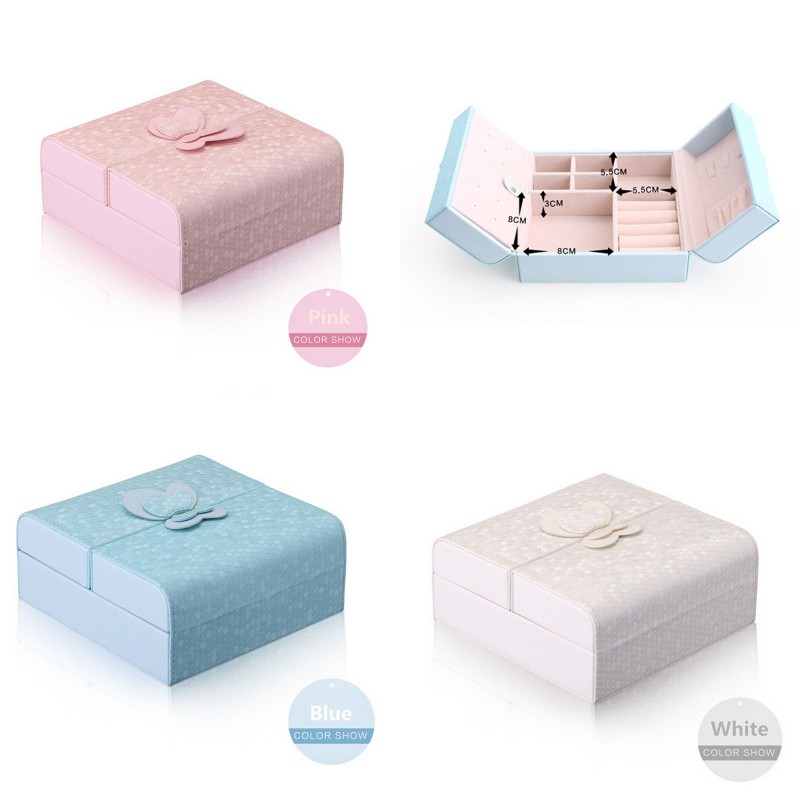 

Jewelry Organizer Fashion Lovely Style Leather Jewelry Boxes Earring Holder Creative Design For Women storage Case 3Colors