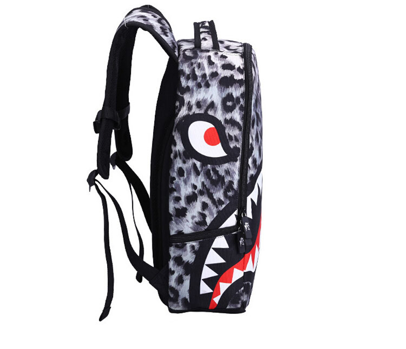 Designer New Trendy Leopard Women Lady Backpack Bags Shark Teeth School