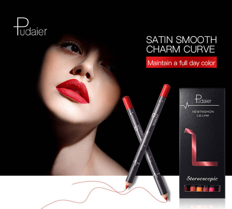 DROP Pudaier 12 Colors/Set Sexy Matte Lip Stick Lip Liner Pencil Matt LIP Pen Set Beauty Natural Makeup Tool Cosmetic-image-430410986
