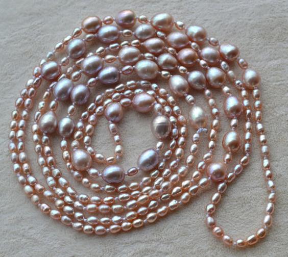 

60inches Long Pearl Jewellery,Lavender Color 3-7mm Natural Freshwater Pearl Necklace,Wedding Girl Gift Jewelry