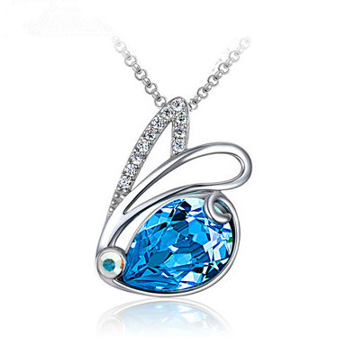 

Fashion Hot 14K Rose Gold Rabbit Olive&Lake Blue&Purple&Pink&Orange&Brown&Red&White&Blue Crystal Pendant 925 Sterling Silver Necklace