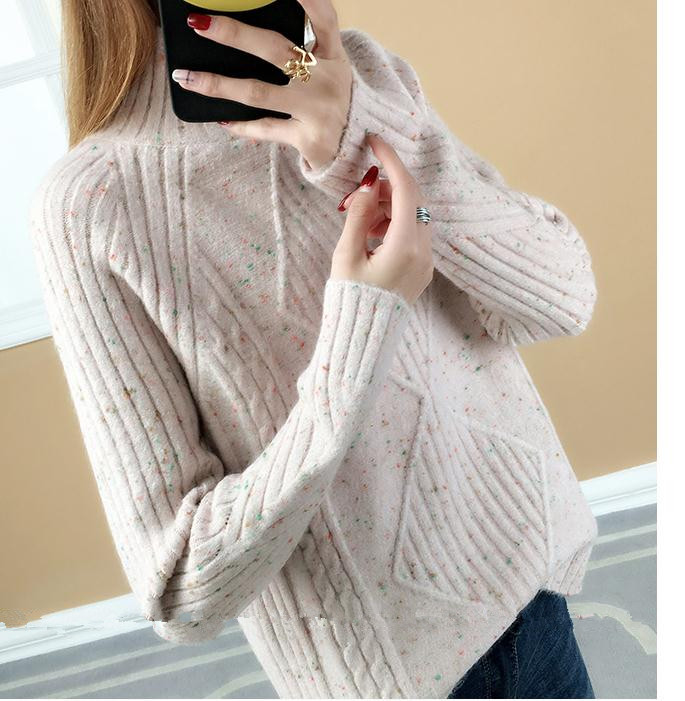 

send Thickening sweater women Set head high collar loose and comfortable Autumn and winter new style Korean coat, Khaki