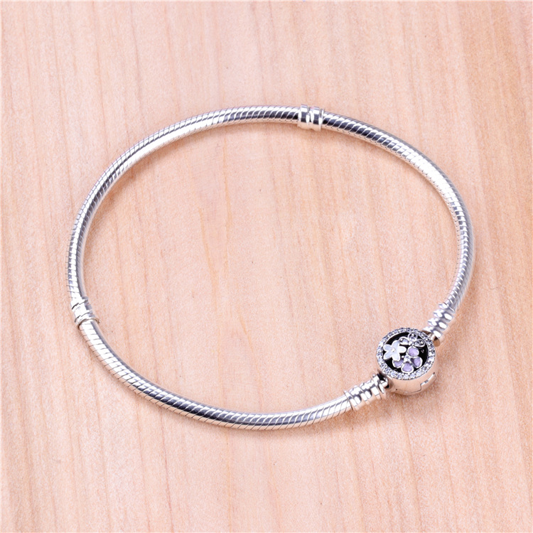 

100% Genuine 925 Sterling Silver bracelet Bangle with LOGO Engraved for 017 European Charms and Lovers DIY Jewelry Gift