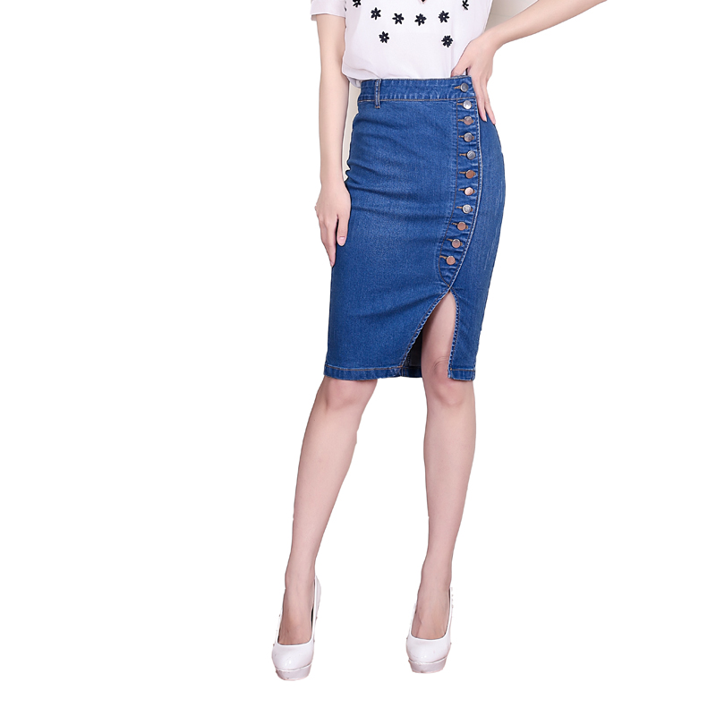 jeans skirts knee length online