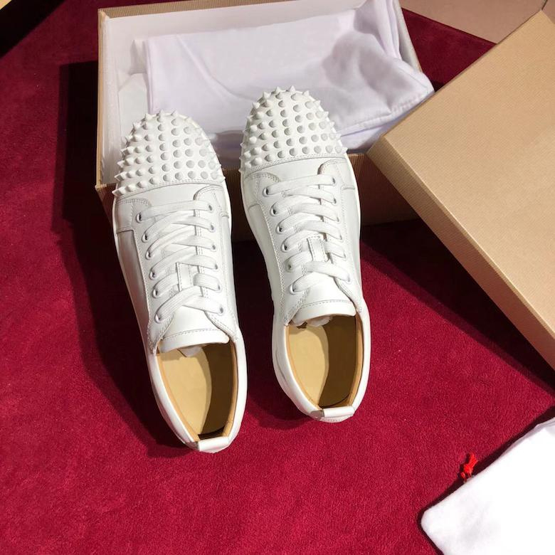 

Fashion Men's Spikes Flats shoes Red Bottom Shoes For Women Mens Party Lovers Genuine Leather Sneakers with Box, Color 11