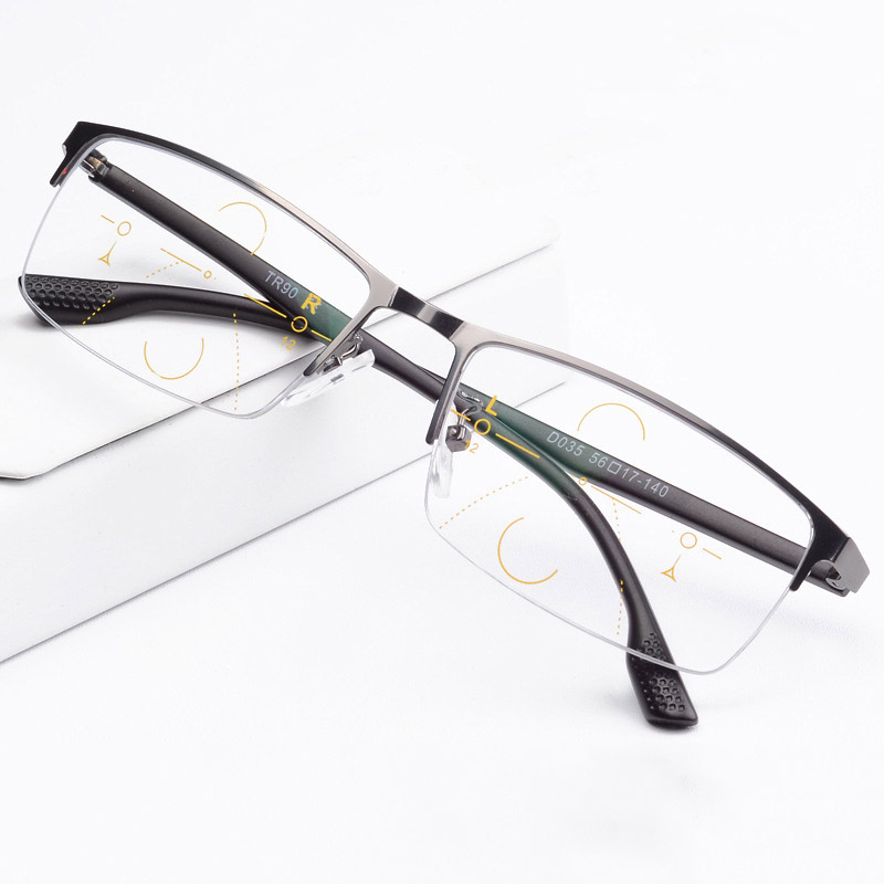 

Smart Zoom Asymptotically Multi-focal Progressive Bifocal Presbyopic Glasses Titanium Alloy Frame+ Freeform Progressive Lenses