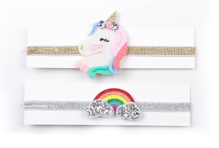 

Wholesale 20pcs Boutique Fashion Cute Glitter Floral Unicorn Horse Hairbands Solid Kawaii Rainbow Soft Headbands Princess Headw