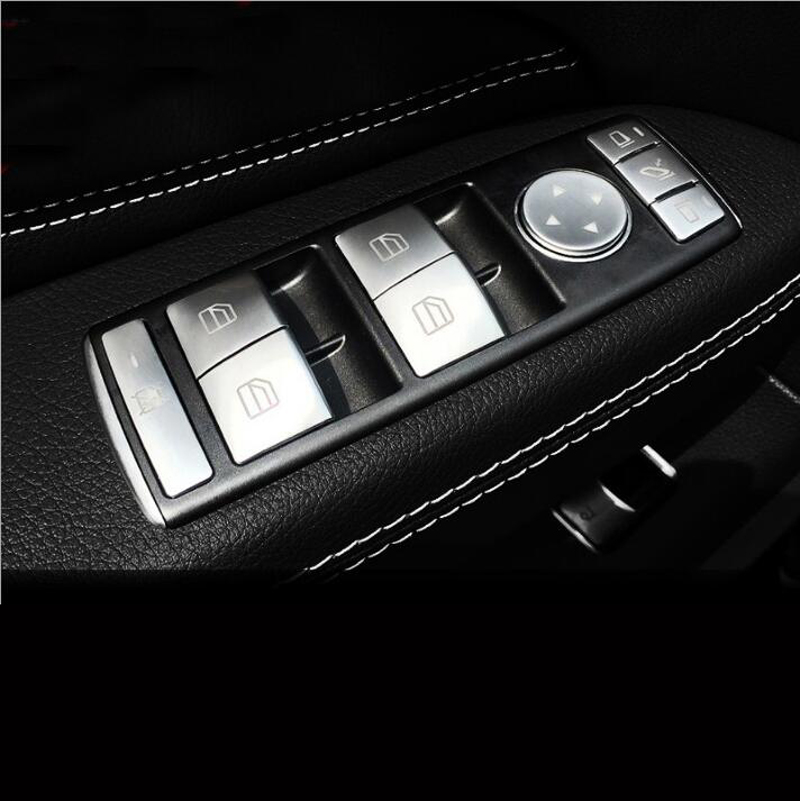 

Chrome Car interiror Trim Left Hand Drive window Swich Button Cover Frame stickers for Mercedes Benz A B C E Class GLA CLA GLK ML GLE Class