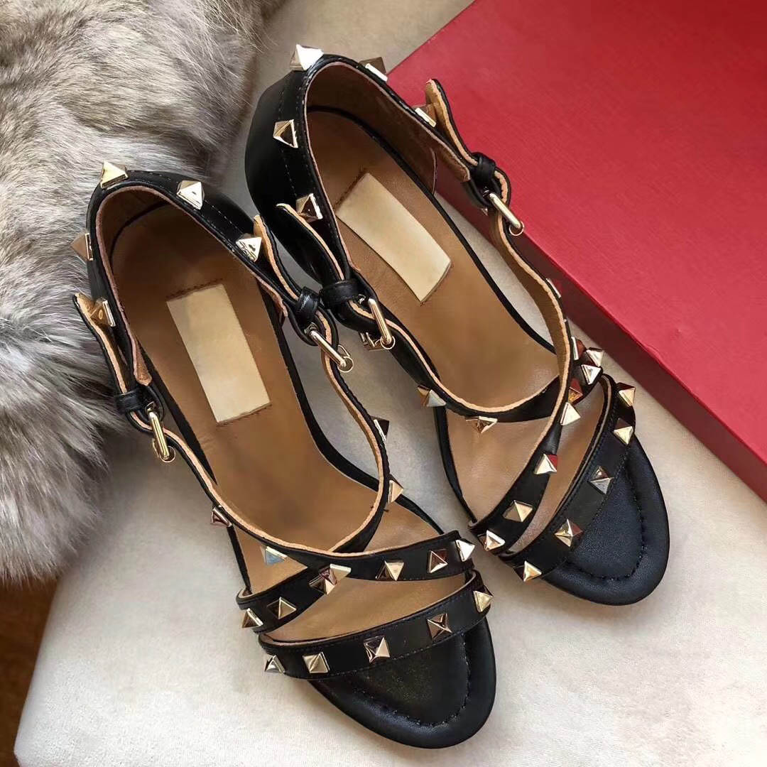 

Ladies' sandals design shoes luxury slide summer fashion heel sandals 4 color with high 8.5CM size 35-40, Black