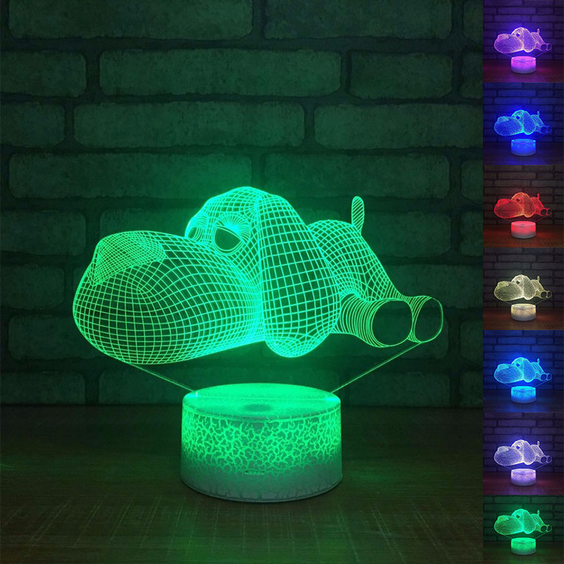 

Hot Sale Cartoon Dog LED 3D Night Light RGB 7 Colors Mood 3d Table Lamp for Home Decor Sensor Light
