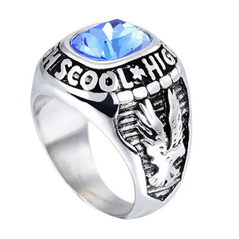 

Fashion Trend Creative High School Graduation Ring Creative Eagle 925 Standard Sterling Silver Ring Size 6-10