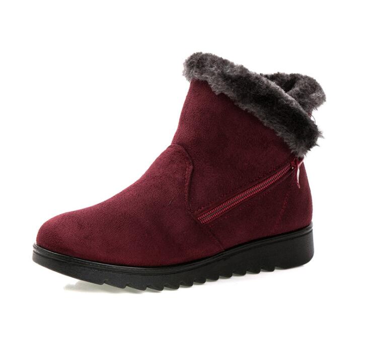 winter warm women ankle boots with fur cotton boots suede leather wedge platform warm snow boots shoes for women zipper zx987