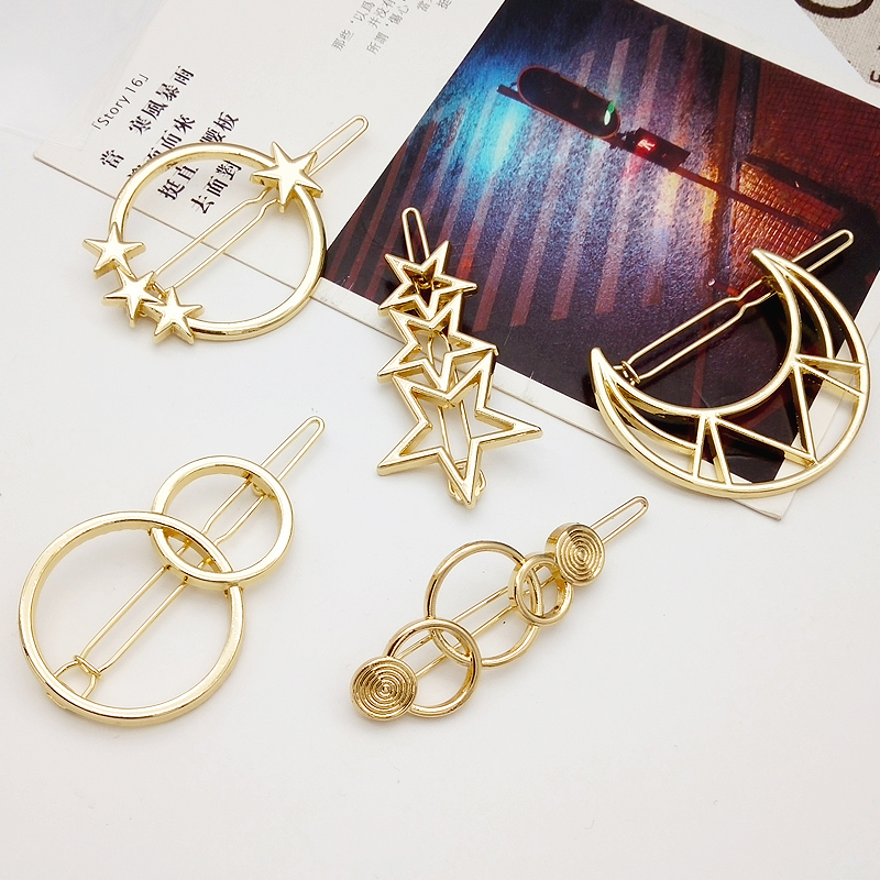 

2019 fashion 5 types metal Hair clips 2 colors hairpins