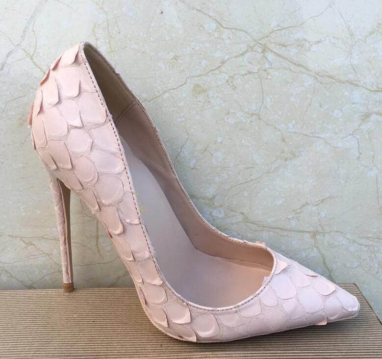 

Free Shipping women lady woman 2019 fashion leather python snake Poined Toes Wedding sole heels Stiletto High Heels shoes pumps red 120mm, 8cm