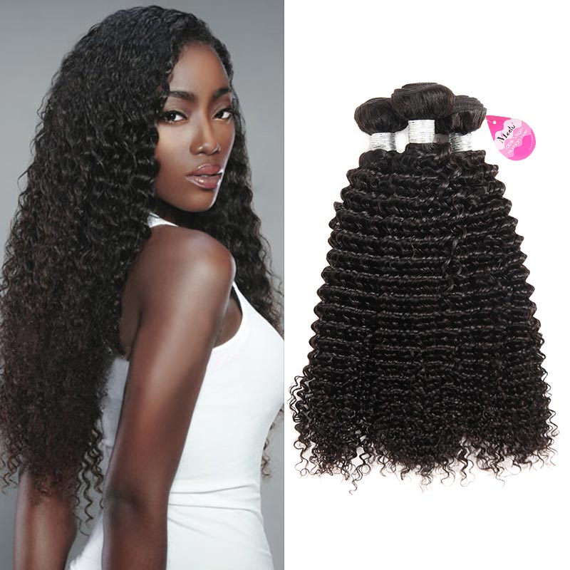 

10A Brazilian Curly Hair Weave 3 Bundles Virgin Kinkys Curly Human Hair Weave 100% Unprocessed Hair Weft Extensions Natural Black Color, Natural color