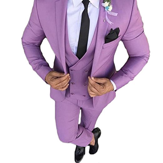 

Customize Groomsmen Notch Lapel Groom Tuxedos Purple Men Suits Wedding/Prom Best Man Blazer ( Jacket+Pants+Vest+Tie ) A126, Black;gray