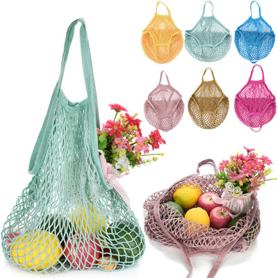 Mesh Shopping Bags Fruit Vegetables Grocery Bag Fashion String Shopper Tote Net Woven Cotton Shoulder Bag Hand Totes Home Storage Bag YFA234