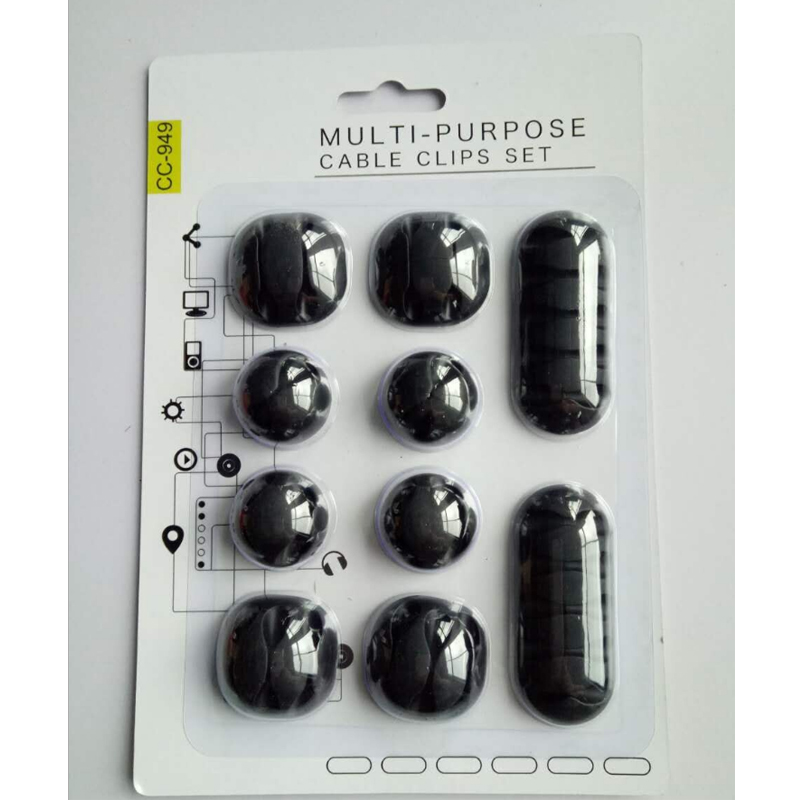 

10Pcs/set Multipurpose Single Double Five holes Wire Cord Cable Clips Ties USB Charger Holder Organizer With Adhesive Desk new