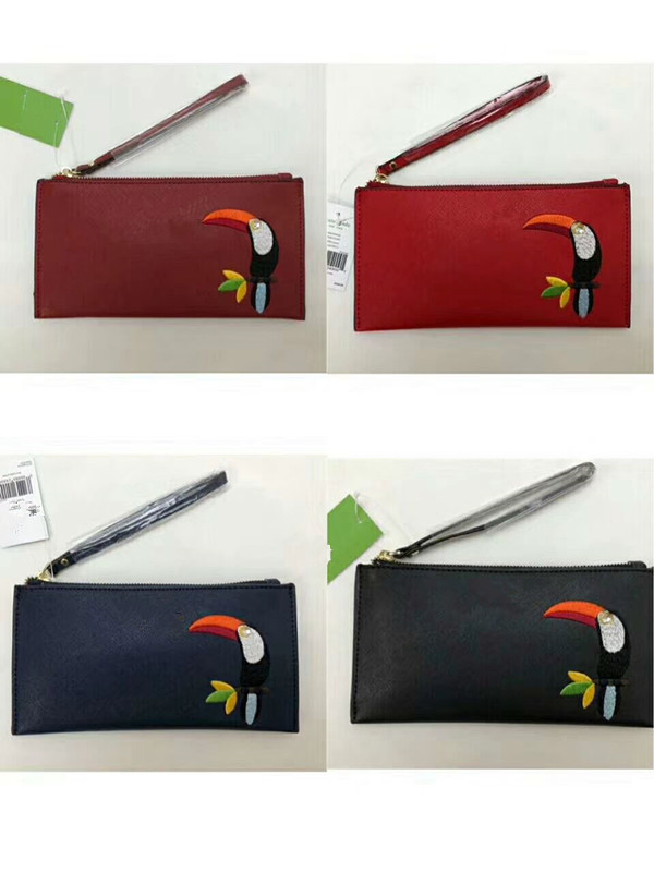 

new women Toucan leather wallets wristlet purses clutch bags zipper Card bag, Multi
