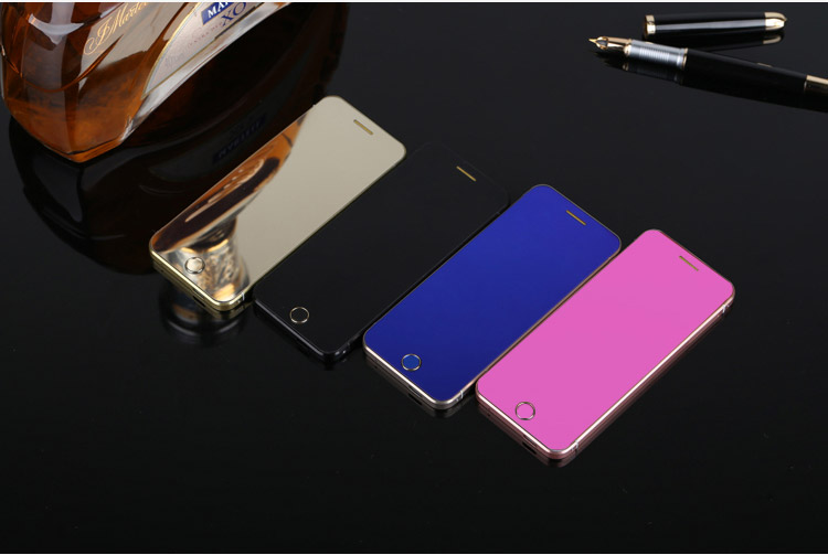 

Mini Anica A9+ MP3 FM dual sim card bluetooth dialer OLED display touch key sync anti-lost mini credit card cell mobile phone, Blue