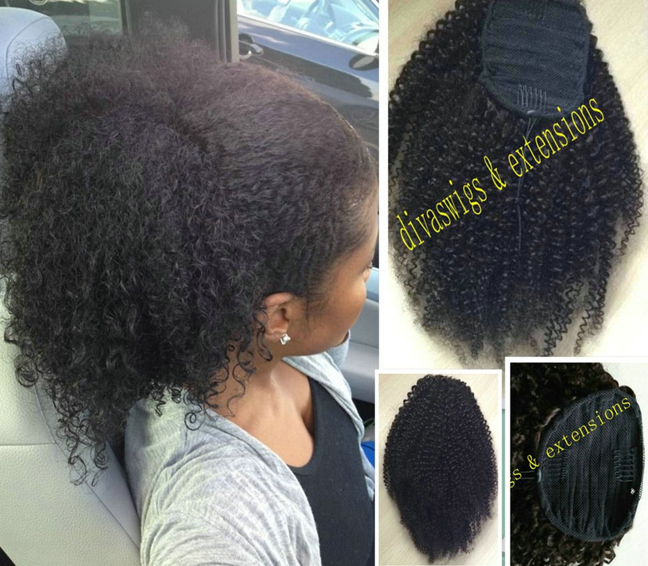 

Natural puff Women Hair Extensions Afro Kinky Curly Hair Ponytail Hairpiece Drawstring Ponytails Pieces Buns Peruca natural color 160g