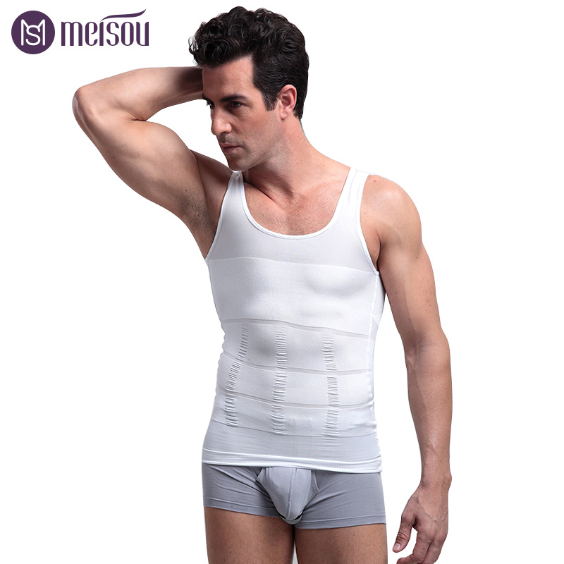 White Mens Slimming Body Shaper Vest TankTopBelly Buster Undershirt Lose Weight