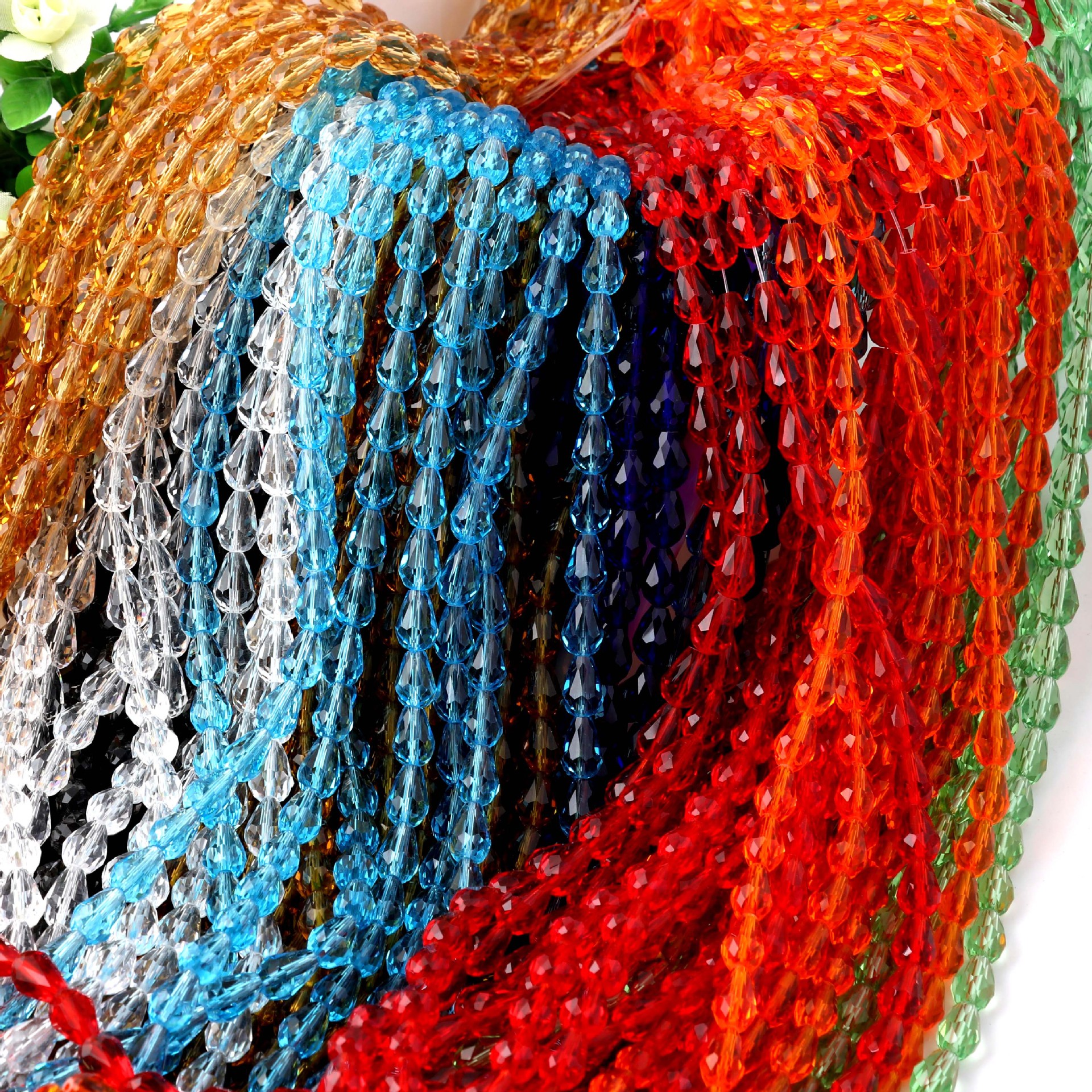 150 AB Cloor Crystal Faceted Teardrop Beads 11x8mm