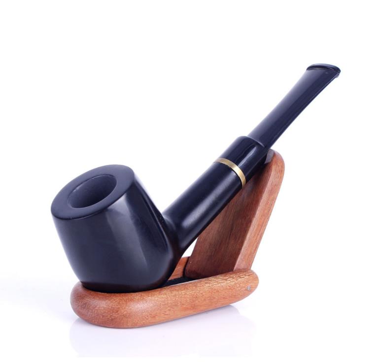 

Straight long rod filter cigarette holder, black ebony, circular ring, decorating ebony pipe handicraft.