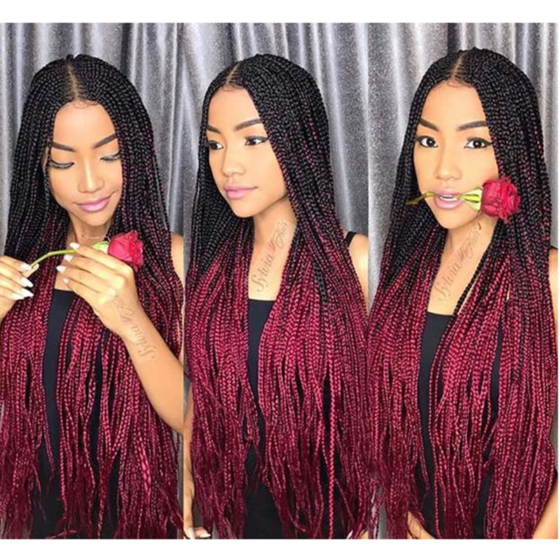 

Ombre Xpression Braiding Hair Two Tone 1B/99J Black Roots Dark Red Kanekalon Synthetic Color Xpression Braids Hair Extensions 24 Inch 100g